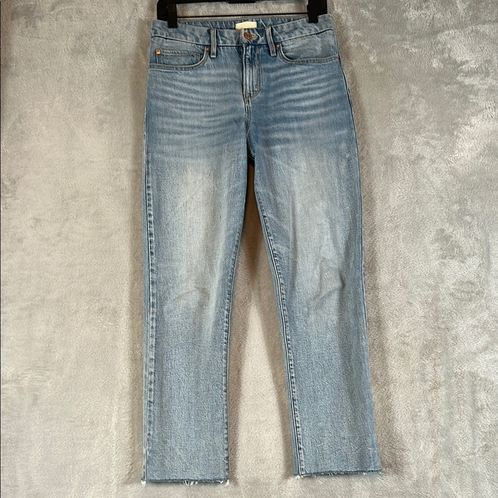 Porter Blue straight raw hem organic cotton, 90s jeans sz 26